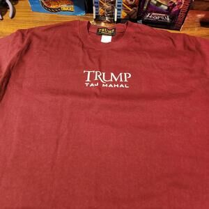 Donald Trump Collection Mens Sz L Wine Colored Trump Taj Mahal Shirt